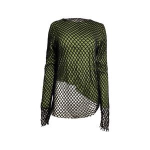 Pre Loved Marques Almeida Layered Mesh And Jersey Top in Green Organic Cotton